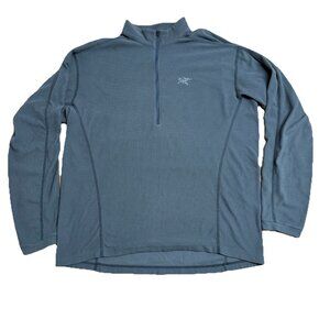 ARCTERYX FLEECE PULLOVER HALF ZIP MENS XL POLARTEC GRAY WAFFLE KNIT THERMAL LOGO